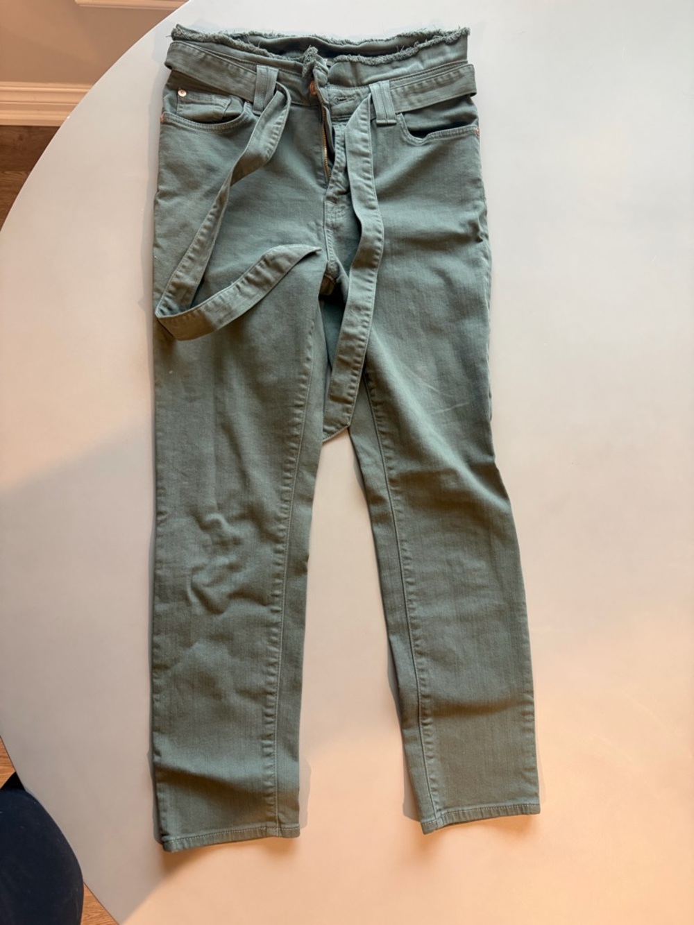 7 For All Mankind Olive Green High-Rise Jeans
